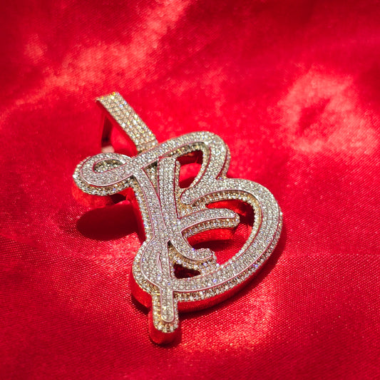 Intial B custom Pendant in 10K Gold and Natural VS Diamonds