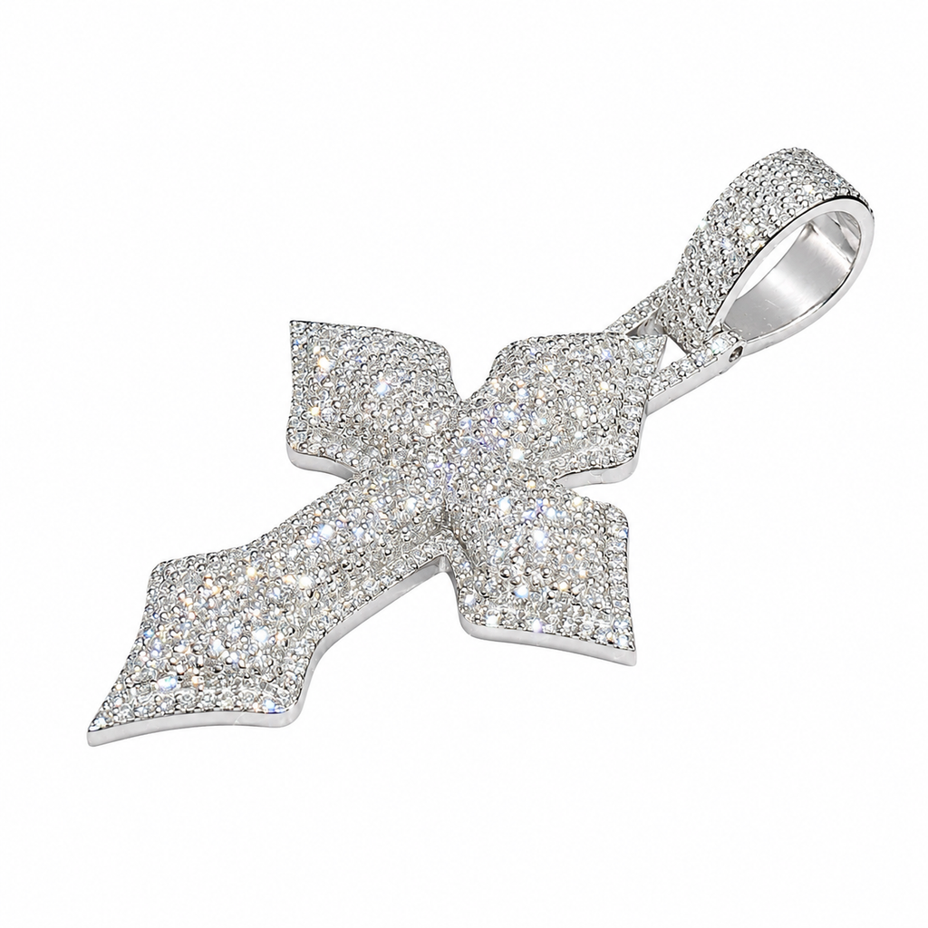 Lab Diamond Sterling Silver Cross Pendant 6.31 CTW