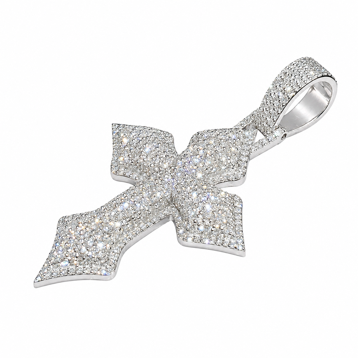 Lab Diamond Sterling Silver Cross Pendant 6.31 CTW