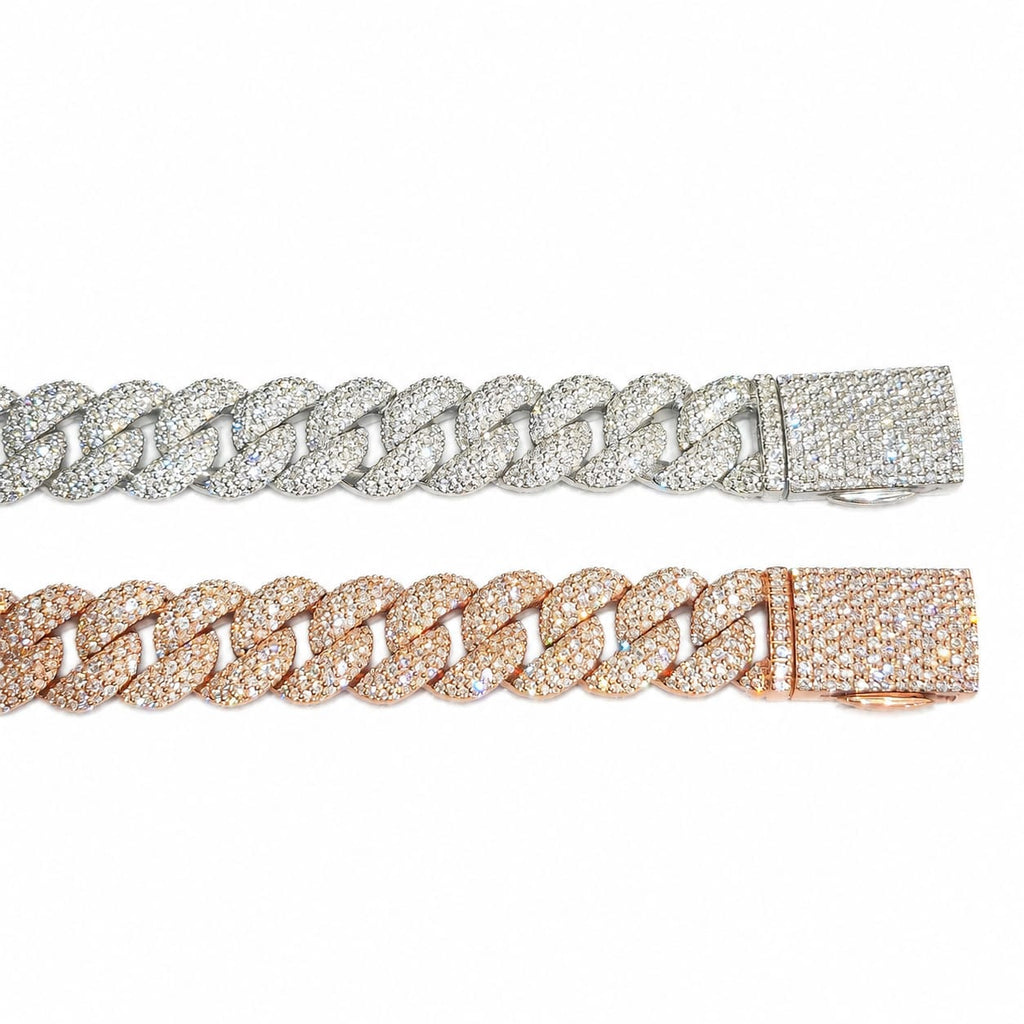 Lab Diamond Sterling Silver 15mm Cuban Link Bracelet 16.70 CTW