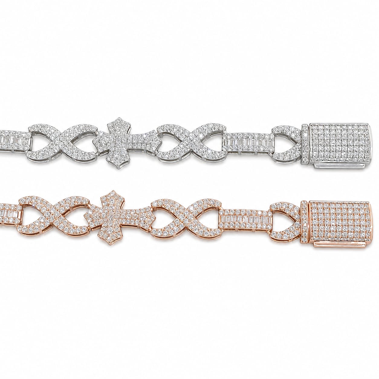 Lab Diamond Sterling Silver Infinity Cross Bracelet 7.60CTW