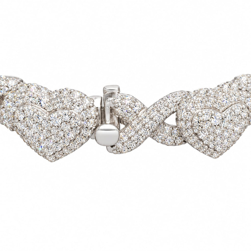Sterling Silver Lab-Grown Diamond Infinity Heart Bracelet – 8.72 CTW
