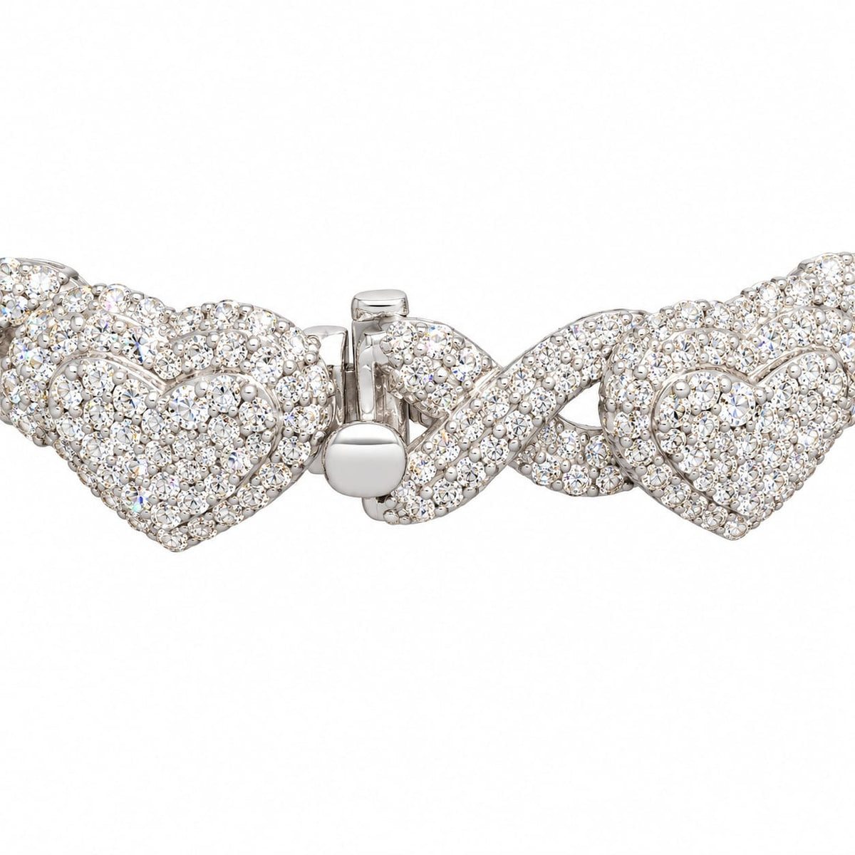 Sterling Silver Lab-Grown Diamond Infinity Heart Bracelet – 8.72 CTW