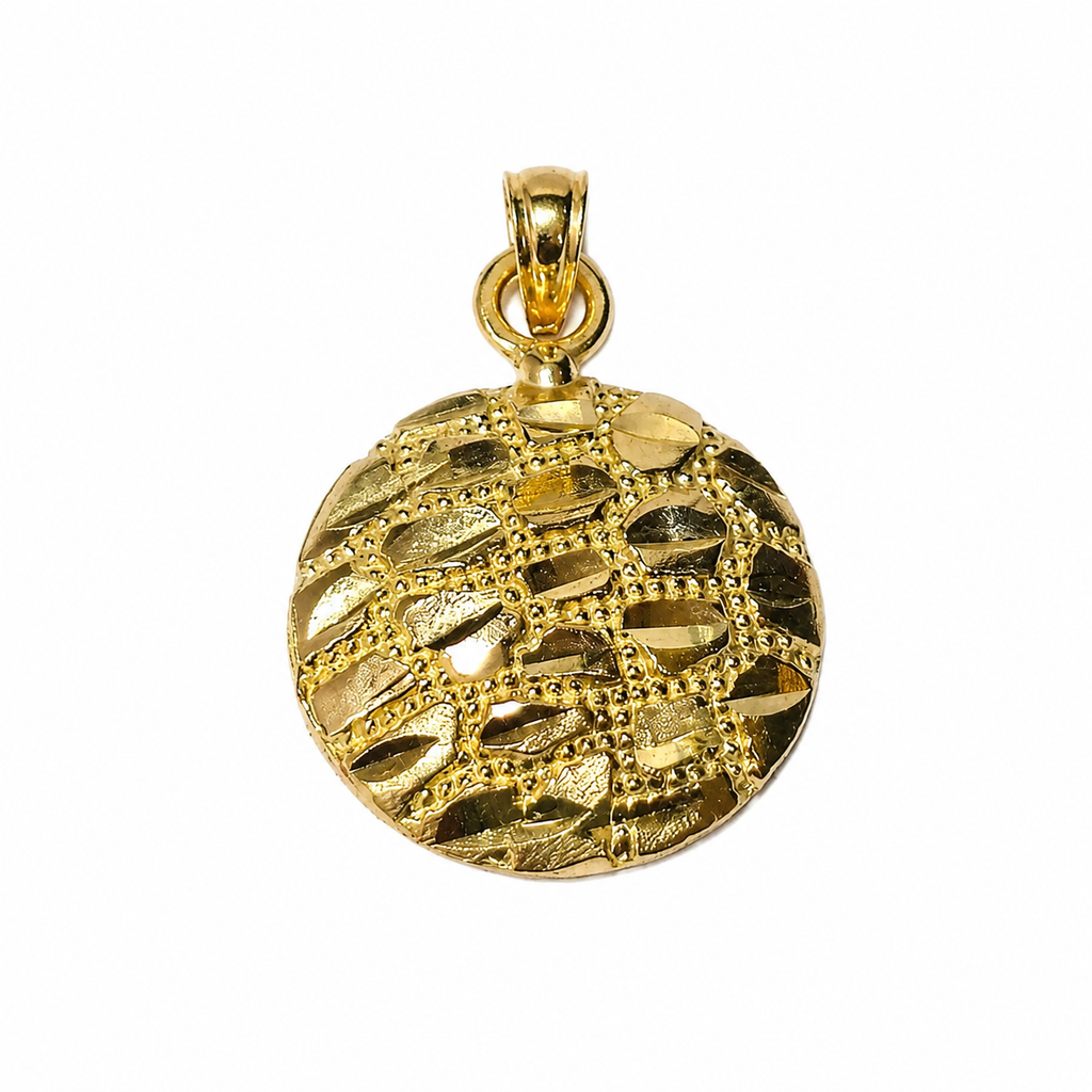 10KT Gold Round Nugget Pendant
