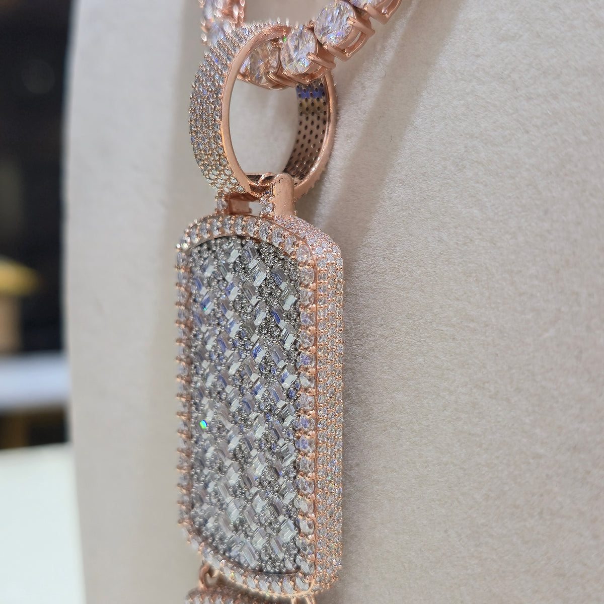VVS Moissanite Double Dog Tag Memory Pendant & Tennis Chains