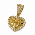 10KT Gold Heart Nugget Pendant with CZ Stones