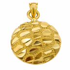 10KT Gold Round Nugget Pendant