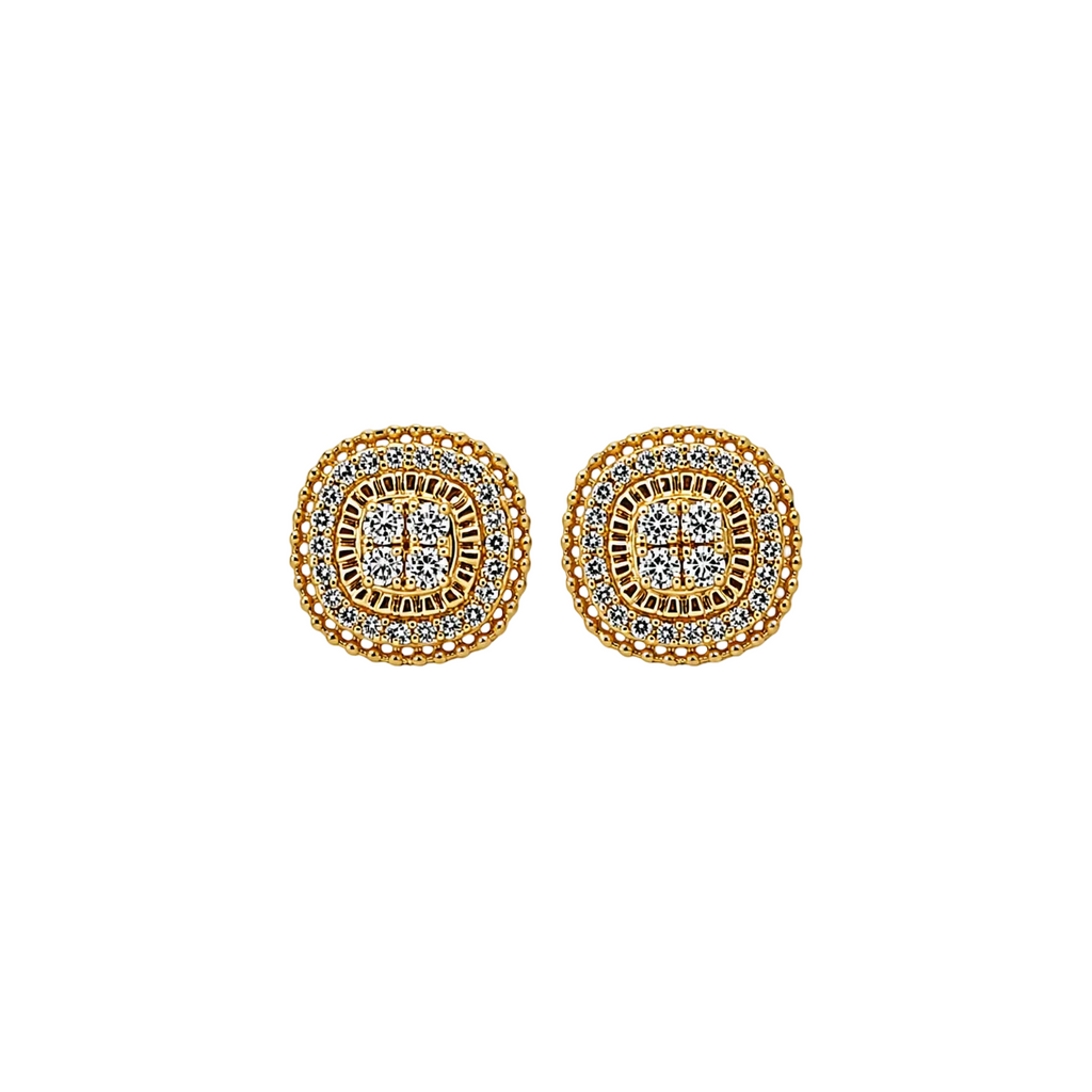 10KT Gold Diamond Cluster Stud Earrings 0.16 CTW