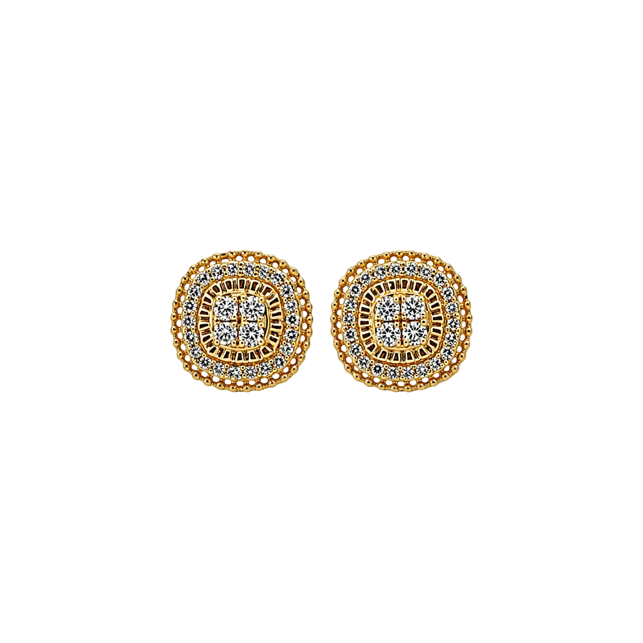 10KT Gold Diamond Cluster Stud Earrings 0.16 CTW