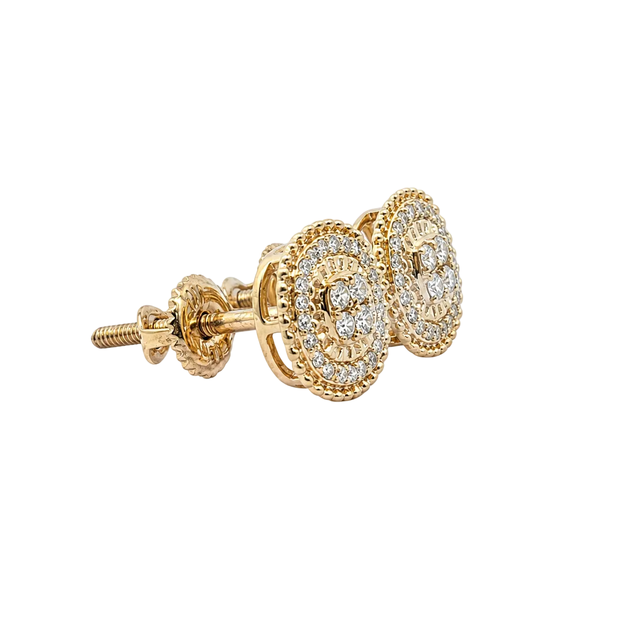 10KT Gold Diamond Cluster Stud Earrings 0.16 CTW