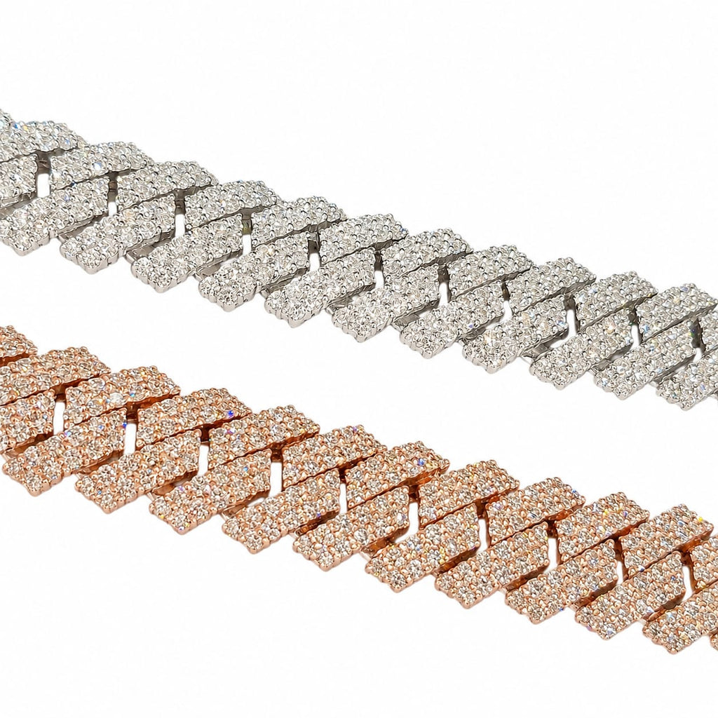 Lab Diamond Sterling Silver 15mm Snake Link Cuban Bracelet 17.25 CTW