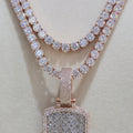 VVS Moissanite Double Dog Tag Memory Pendant & Tennis Chains