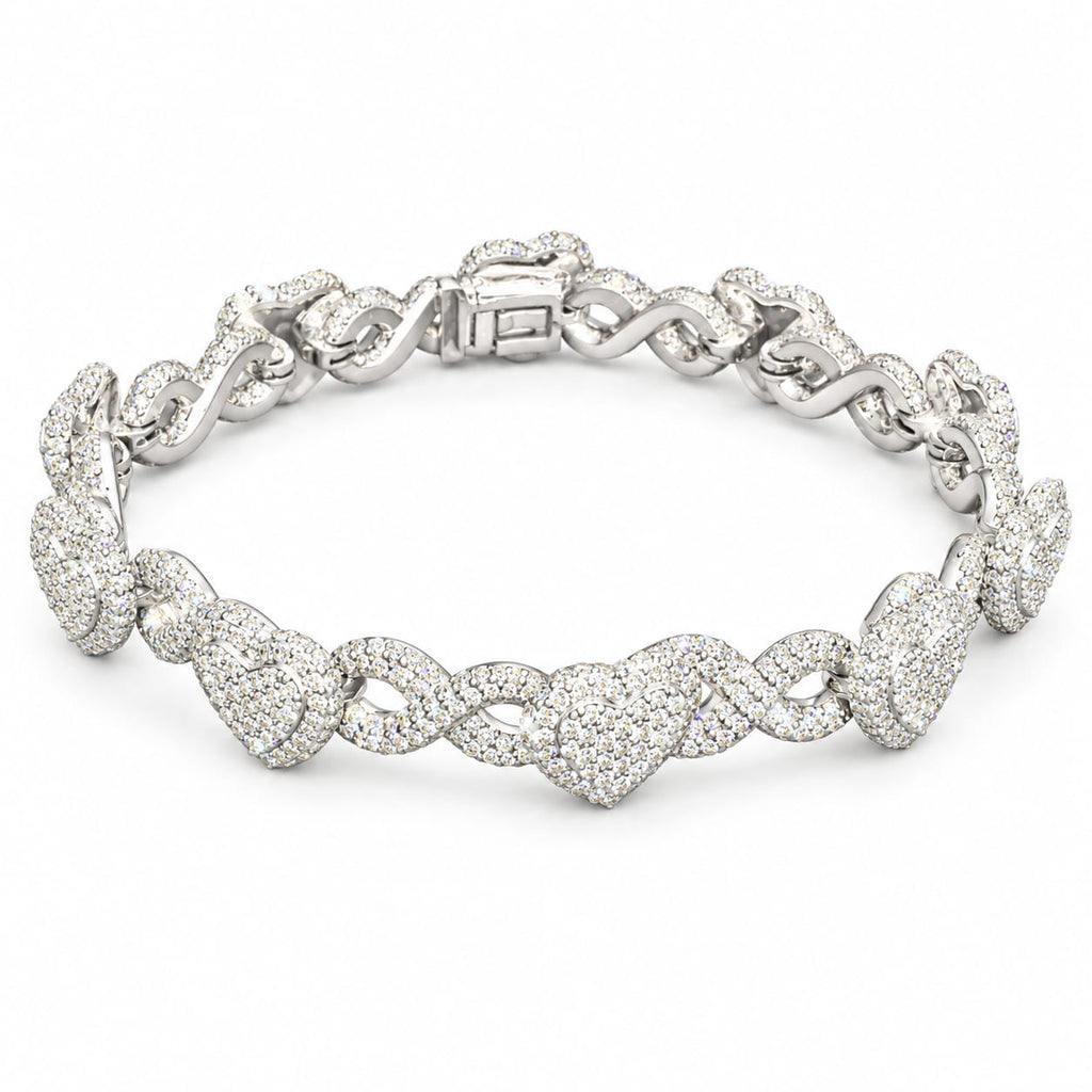 Sterling Silver Lab-Grown Diamond Infinity Heart Bracelet – 8.72 CTW