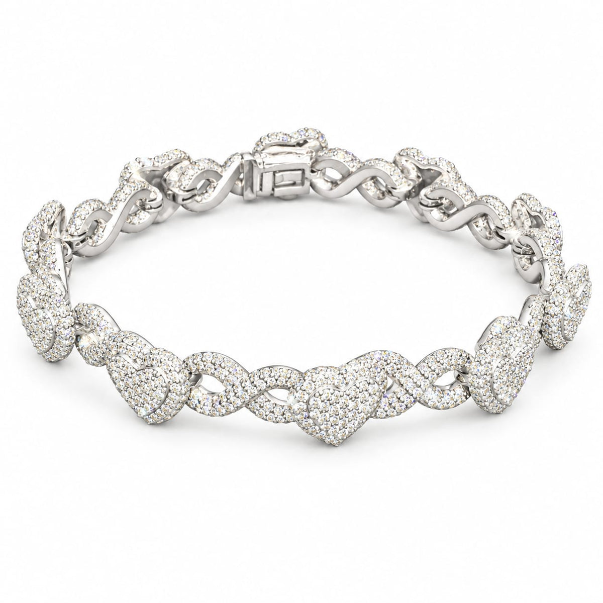 Sterling Silver Lab-Grown Diamond Infinity Heart Bracelet – 8.72 CTW