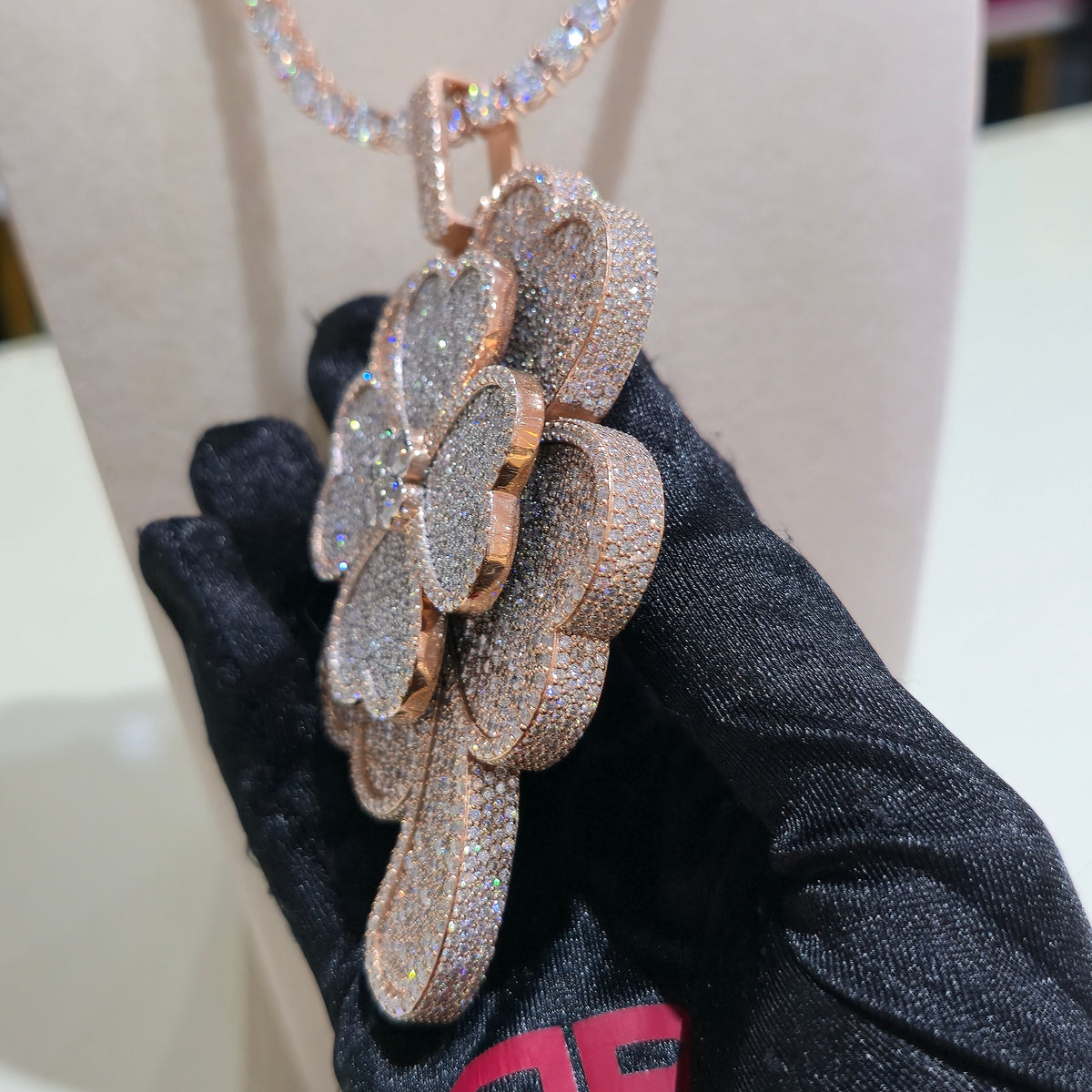 VVS Custom Clover Pendant with 5mm Tennis Chain