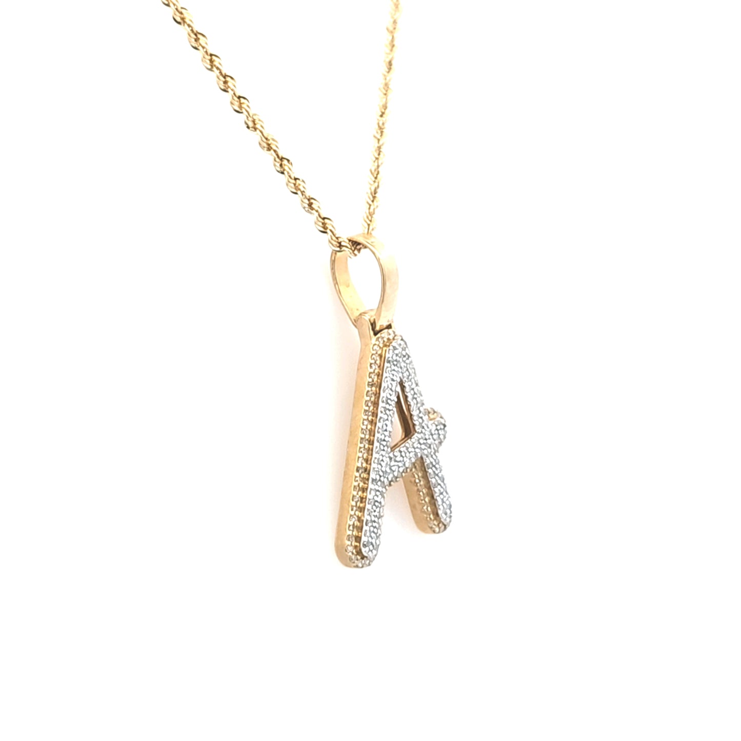 Initial 'A' 0.27 CTW Diamond With 20" Rope chain